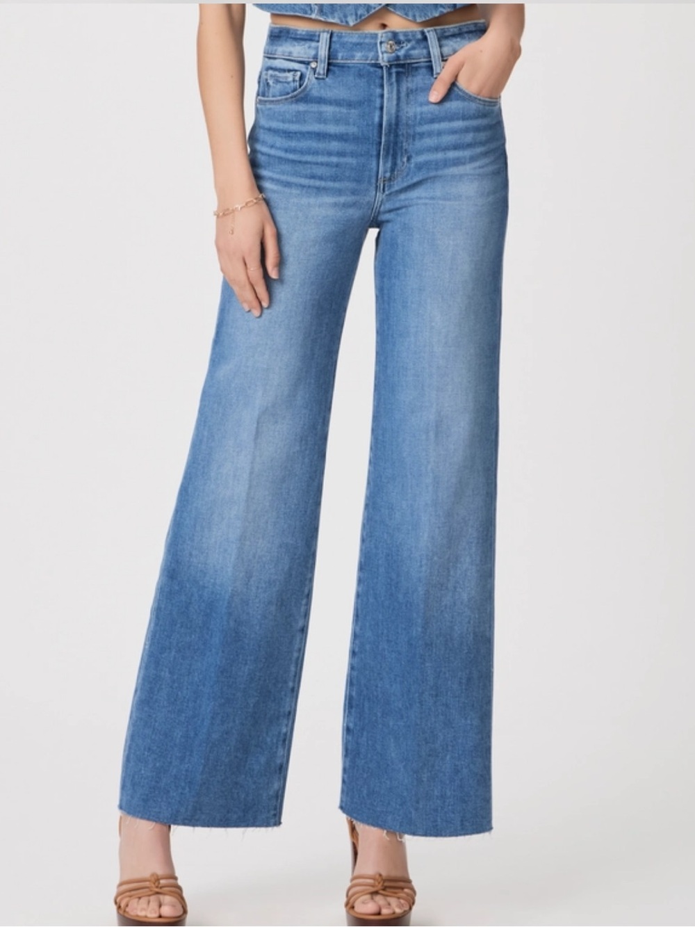 PAIGE Anessa 31" High-Rise Wide-Leg Jeans | Size 29